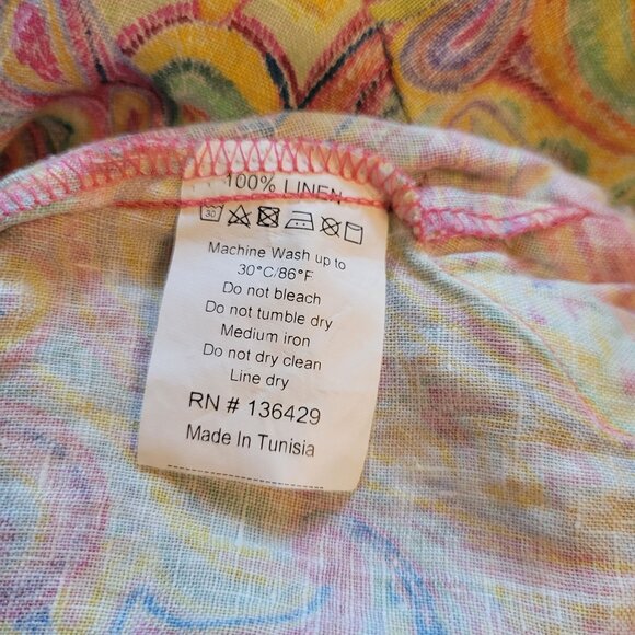 Michaels M Paisley Tunic Top Dress Linen Psychedelic Multicolor Summer Cruise Be - Picture 6 of 6